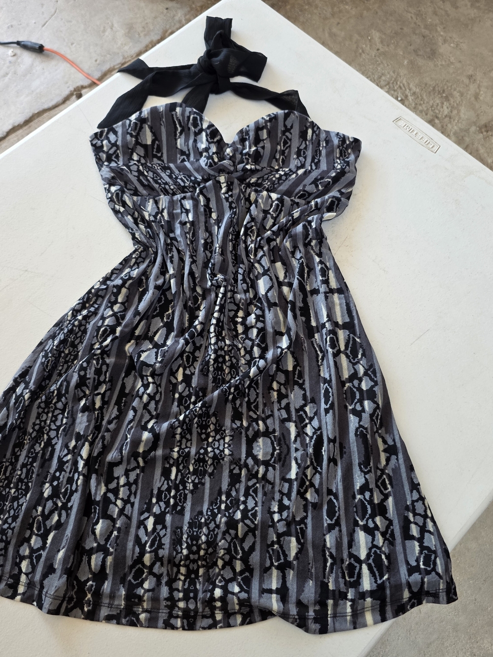 DKNY JEANS Animal Print Mesh Halter Dress Y2K Midi Size M